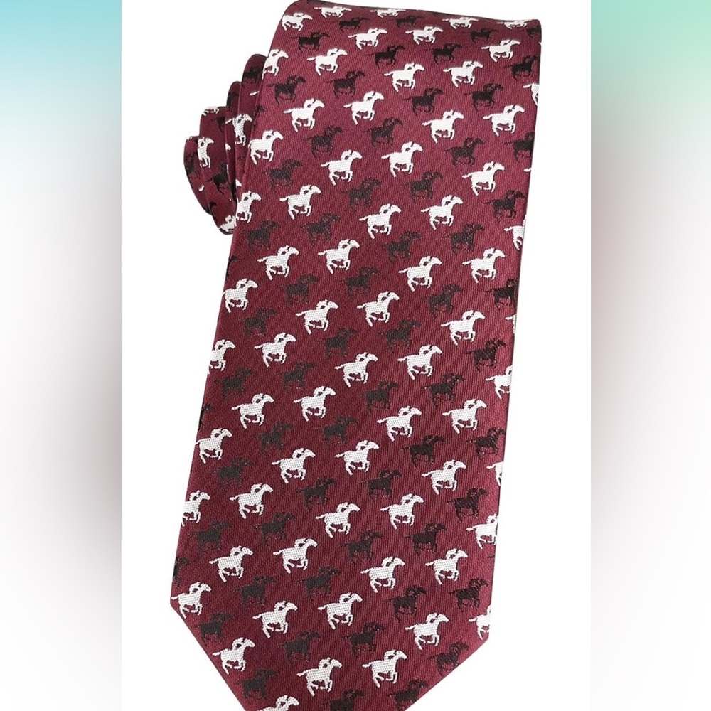 Elegant Burgundy Horse Pattern Tie